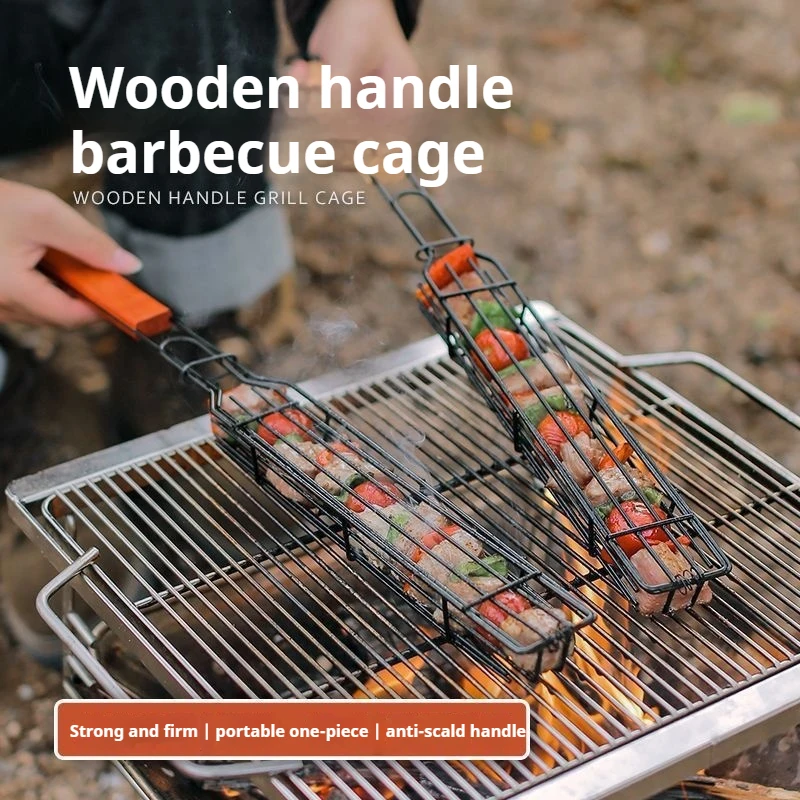 

BBQ Stainless Basket Portable Outdoor Camping Barbecue Rack Camping meat, vegetables, barbecue rack, picnic barbecue tools