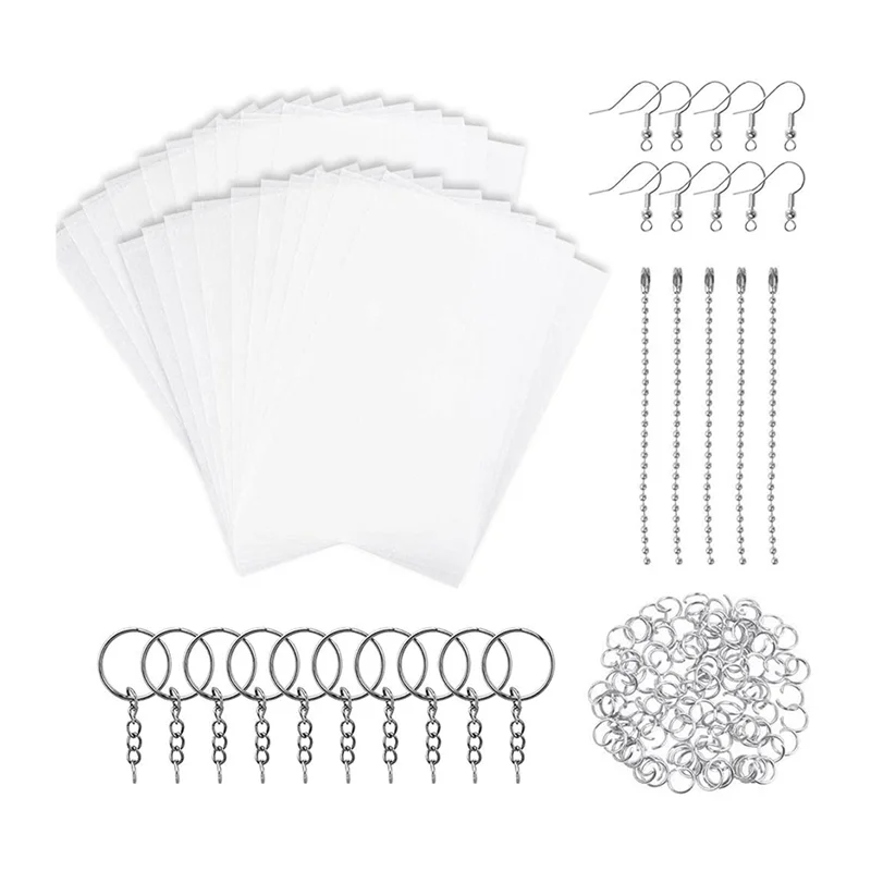 Heat Shrink Plastic Sheets Pack, Include Blank Shrinky Art Film Paper 125 PCS Keychains Accessories for DIY Ornaments