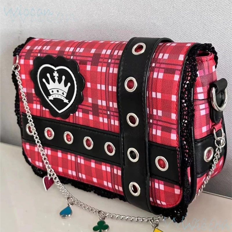 Anime Hinamori Amu Cosplay Accessories Shugo Prop Bag Chara My Guardian Characters Roleplay Girls Gift Red Black Check Chain Bag