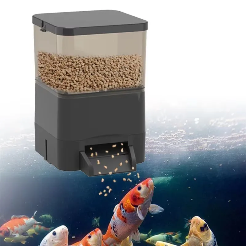 Timed automatic fish feeder 1.5L large-capacity battery outdoor fish pond plastic feeder
