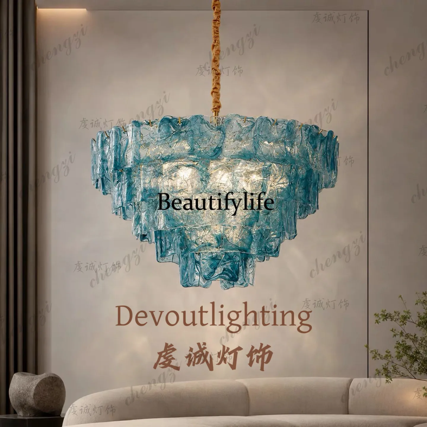 French medieval, living room dining room bedroom light luxury atmosphere creative glass chandelier