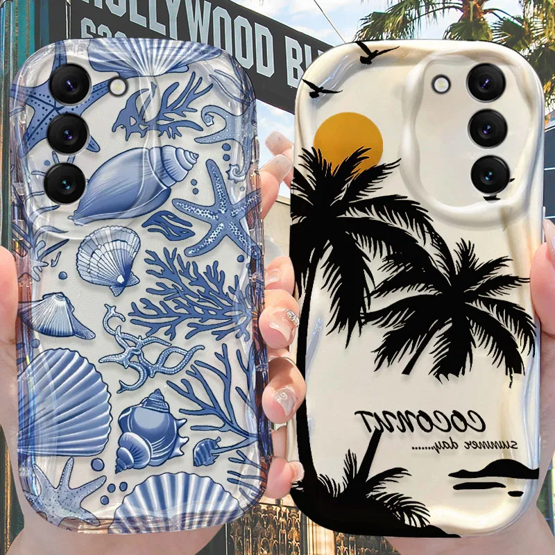 Blue Ocean Wave Case for Samsung Galaxy S25 S24 S23 S22 S21 Ultra Plus S20 FE A73 A72 A71 A56 A55 A54 5G A52 A52S A51 4G Cover