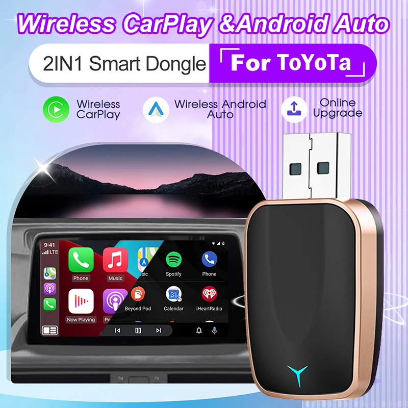 

Universal 2-in-1 Wireless CarPlay/Android Auto Adapter – Mini Design, Works with 99% OEM Vehicles, No Wires Needed