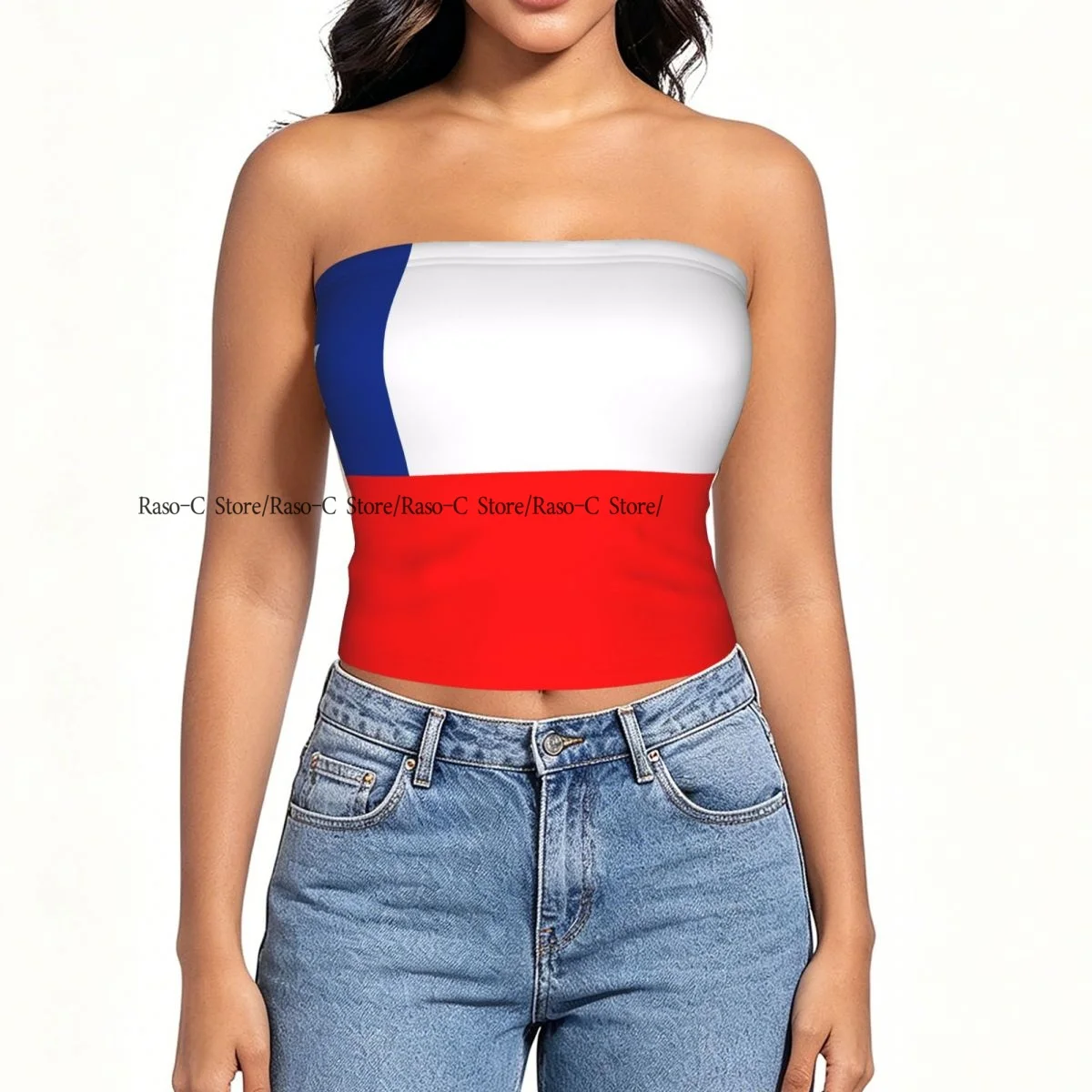 Women Shirt Summer Strapless Backless Tops Chile Flag Sleeveless Vest