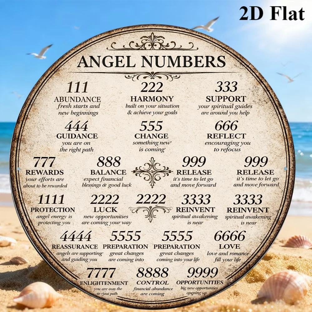 CIFBUY Vintage Angel Numbers Guidance Aluminum Wall Art Waterproof Wear Resistant Sign Home Living Room Bedroom Study Decor Gift