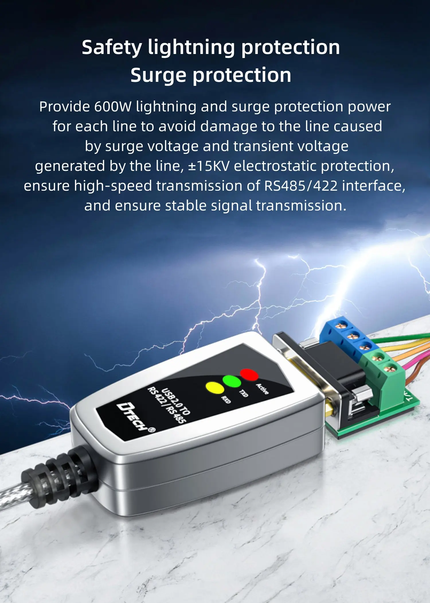 Кабель DTECH USB2.0 — RS422/485 длиной 0,5 м с чипом FTDI