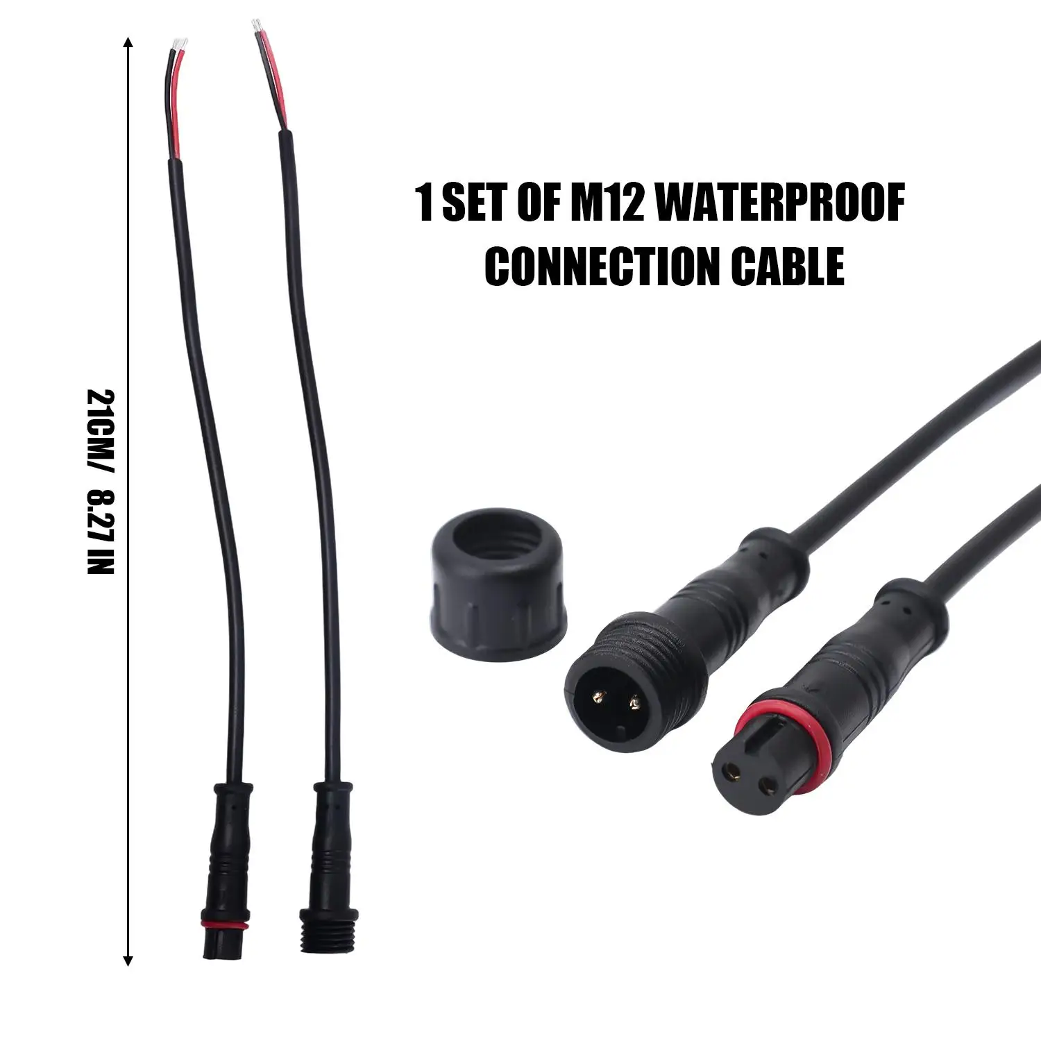 M12 IP67 Wasserdichter Kabelstecker 2/3/4-polig Stecker/Buchse mit PVC-Kabel für Auto Motorrad LED-Licht Auto-Zubehör