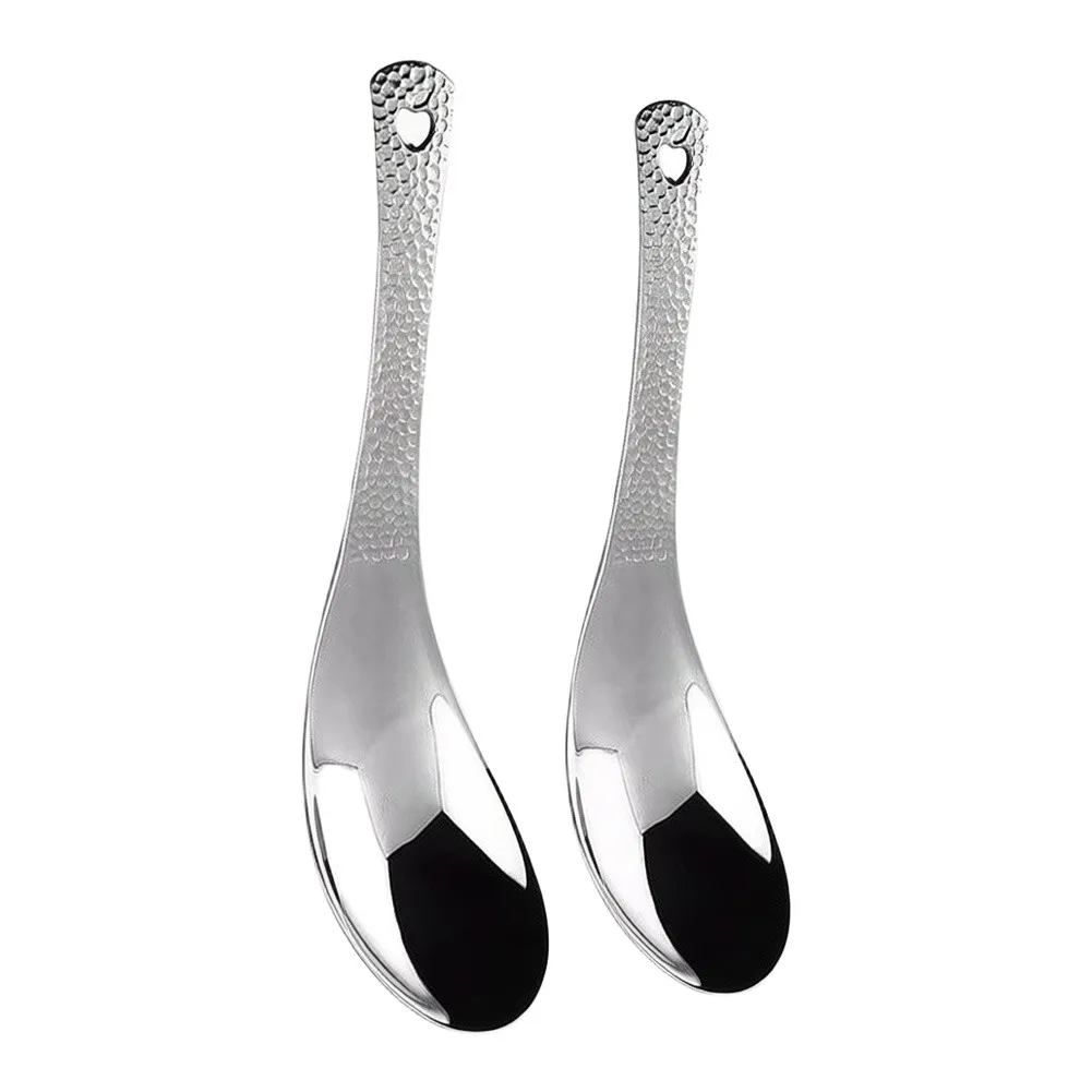 6 Pack Stainless Steel Spoons 5.9 Inch Hammered Dessert Table Spoon Set Silver Mirror Polished Dishwasher Safe Flatware