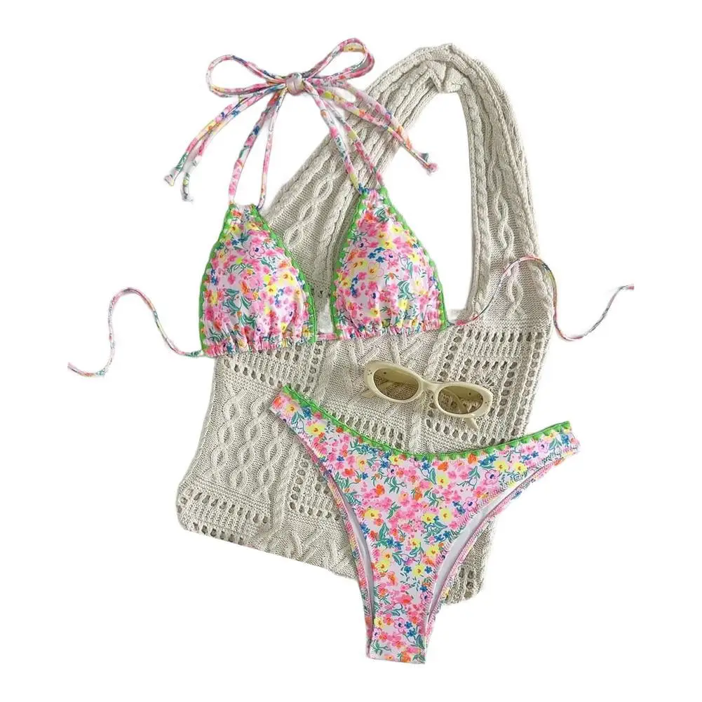 

Beach Bikini Floral Bikini Brand New Condition Pattern As Shown In The Figure Fashion Flower Bud Swimsuit Bikini