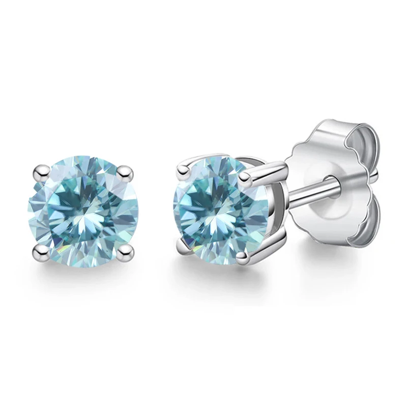 Women's Moissanite Diamond Stud Earrings, Platinum Plated Gift