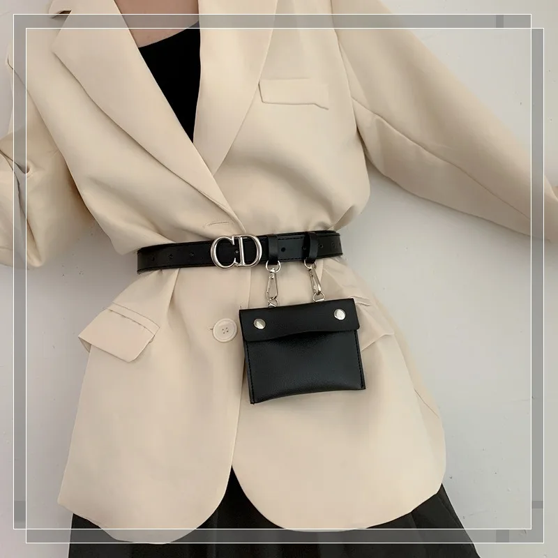 Fashion Letter PU Leather Belt Detachable Waist Bag Autumn and Winter Fashion Trend Belt Paired with Jeans and Dress Belt