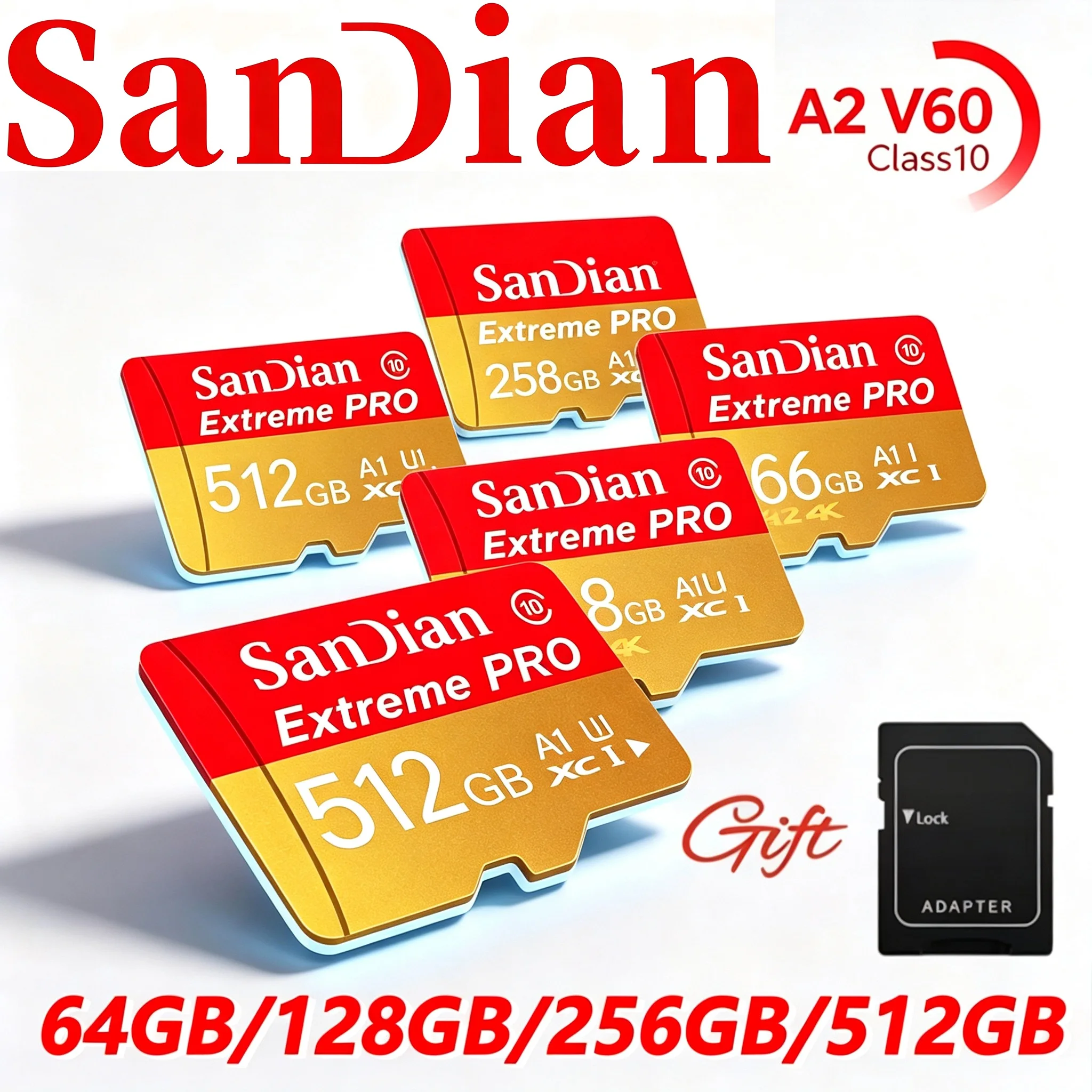 TF Cards Memory Card Micro TF SD 512GB 256GB 64GB 32GB Card SD Cards A1 Temperature Proof V10 for Camera Surveillance Tablet