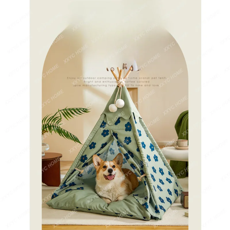 

Summer Four Seasons Universal Wooden Tent Removable and Washable Corgi Nest Indoor Kennel Small and Medium Dog Villa Cat Nest