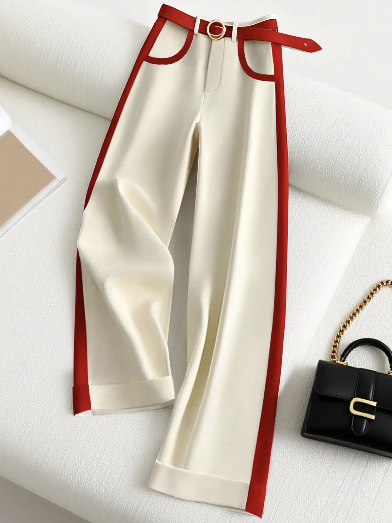 Elegante, modische Freizeit- und Outdoor-Sport-Hose für Damen, schlank geschnitten, vielseitig einsetzbar, im koreanischen und europäischen Stil (ohne Gürtel) – Detail 1