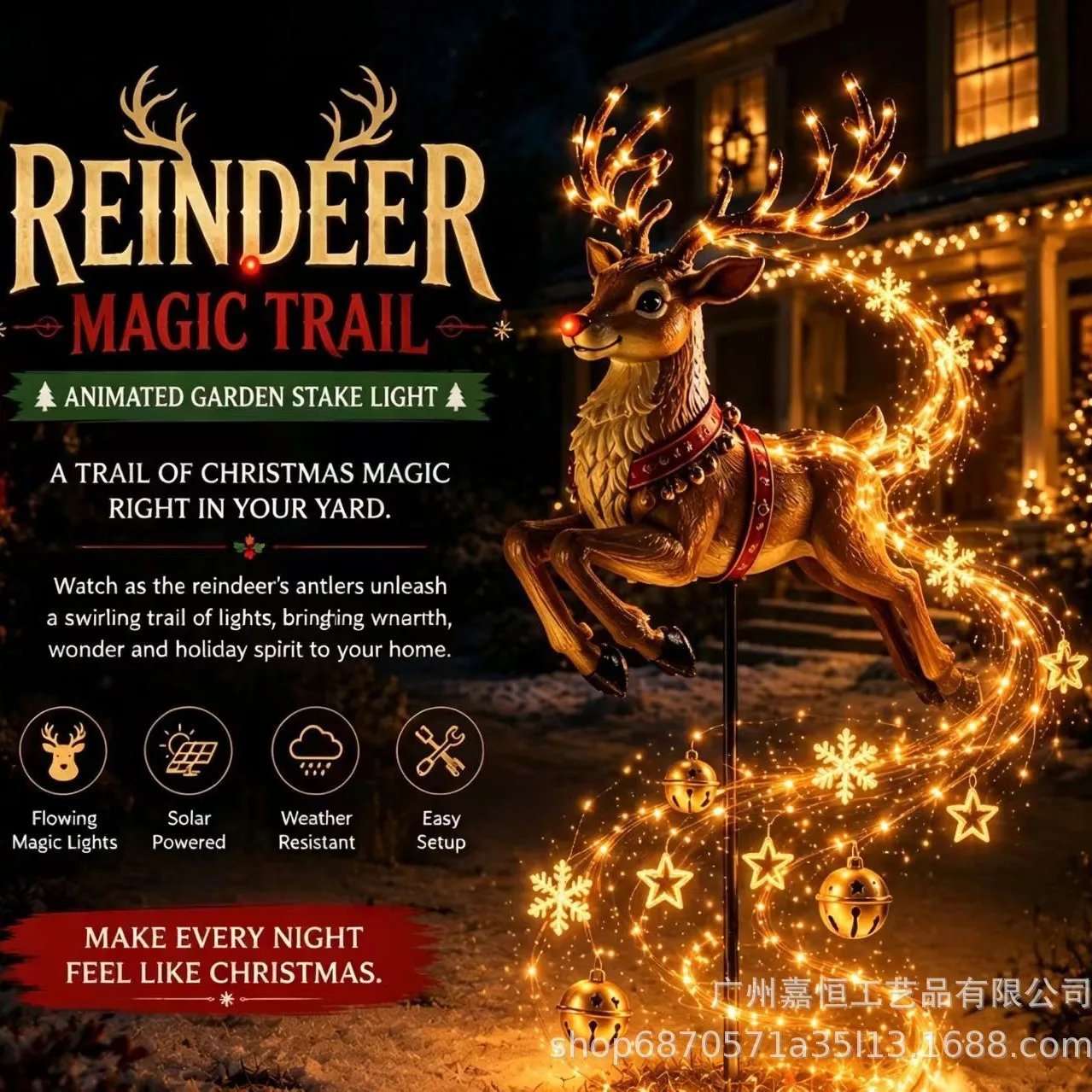 Christmas Magic Garden Collection, Solar Powered Outdoor Garden Decor, for Yard Lawn and Christmas Decoration
