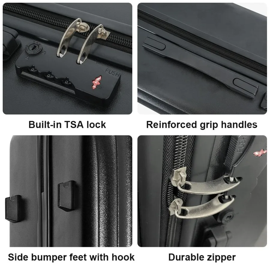 Ensemble de bagages 3 pièces, valise à coque rigide robuste, roues à Double Spinner, boîtier de chariot de voyage de grande capacité, comprend 3 pièces en forme d'US T