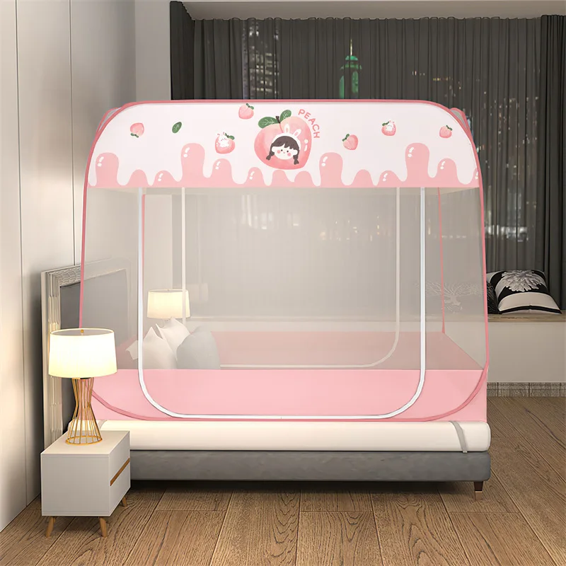 

Large Space Double Door Bedroom Mosquito Net Cartoon Printed Pattern Home Mosquito Net New Free Installation Yurt Mosquito Net