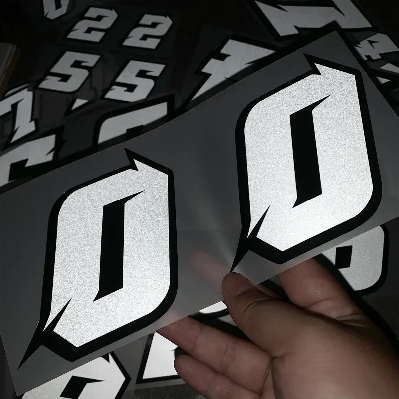 Pegatina de número de carreras para motocicleta, vinilo 0 1 2 3 4 5 6 7 8 9, calcomanías de carrera, pegatinas para casco, accesorios para Ducati S1000rr NMAX Cbr