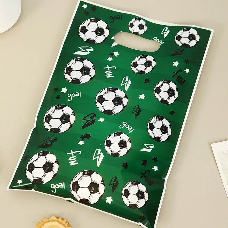 10pcs Soccer Theme Gift Bag, Candy Bag With Football, Gift Wrapping Supplies Goody Bag For Football Theme Holiday Party