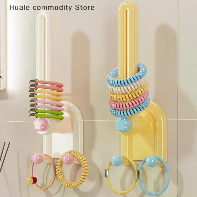 【HG】1Pcs Plastic Hairband Storage Hook L-Shape Space Saving Hair Tie Display Holder Waterproof Scrunchies Storage Rack Kitchen