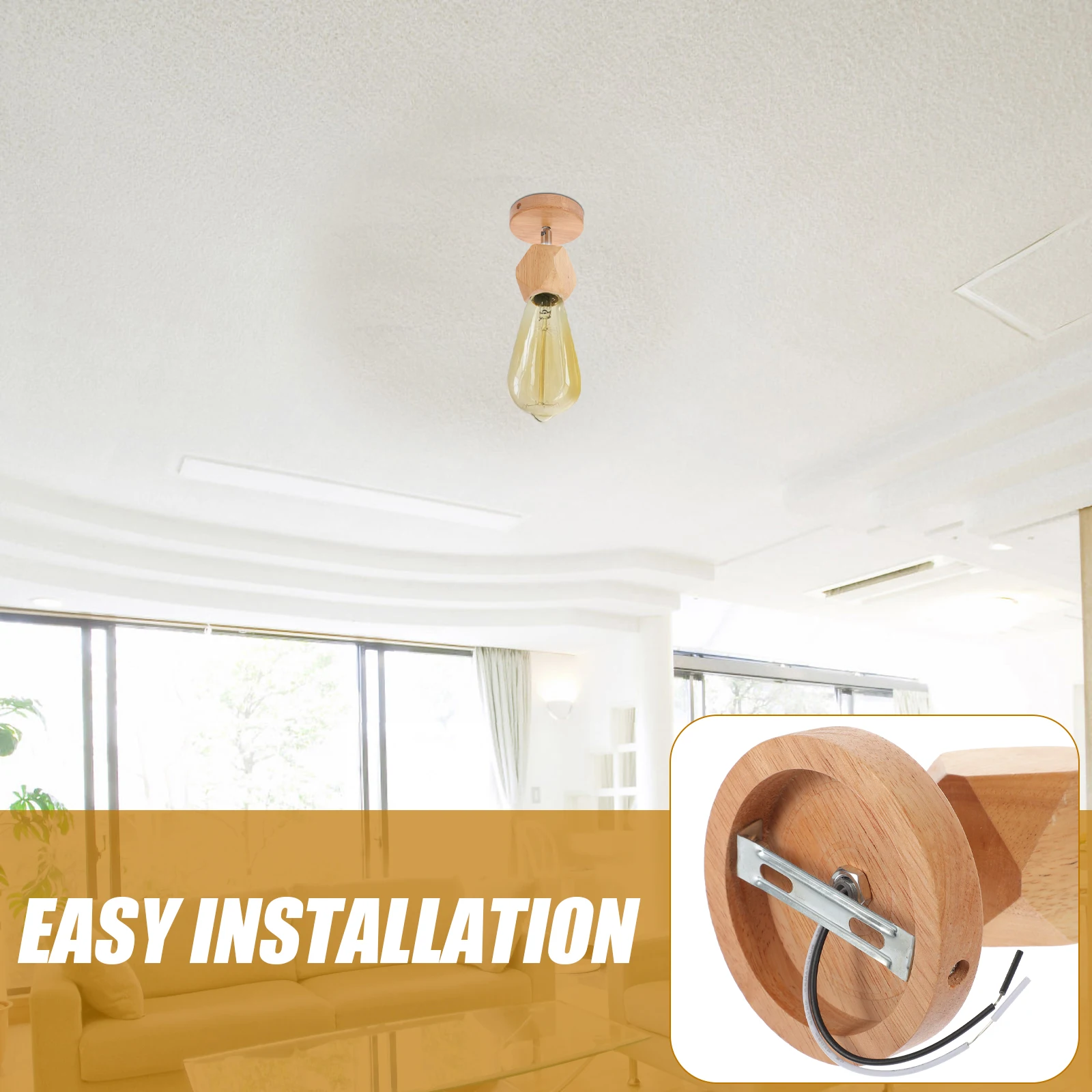 

Wooden Wall Lamp E27 Thread Socket Rotatable Light Bulb Holder Vintage Modern Base Pendant Lamp Fixture Home Cafe Office