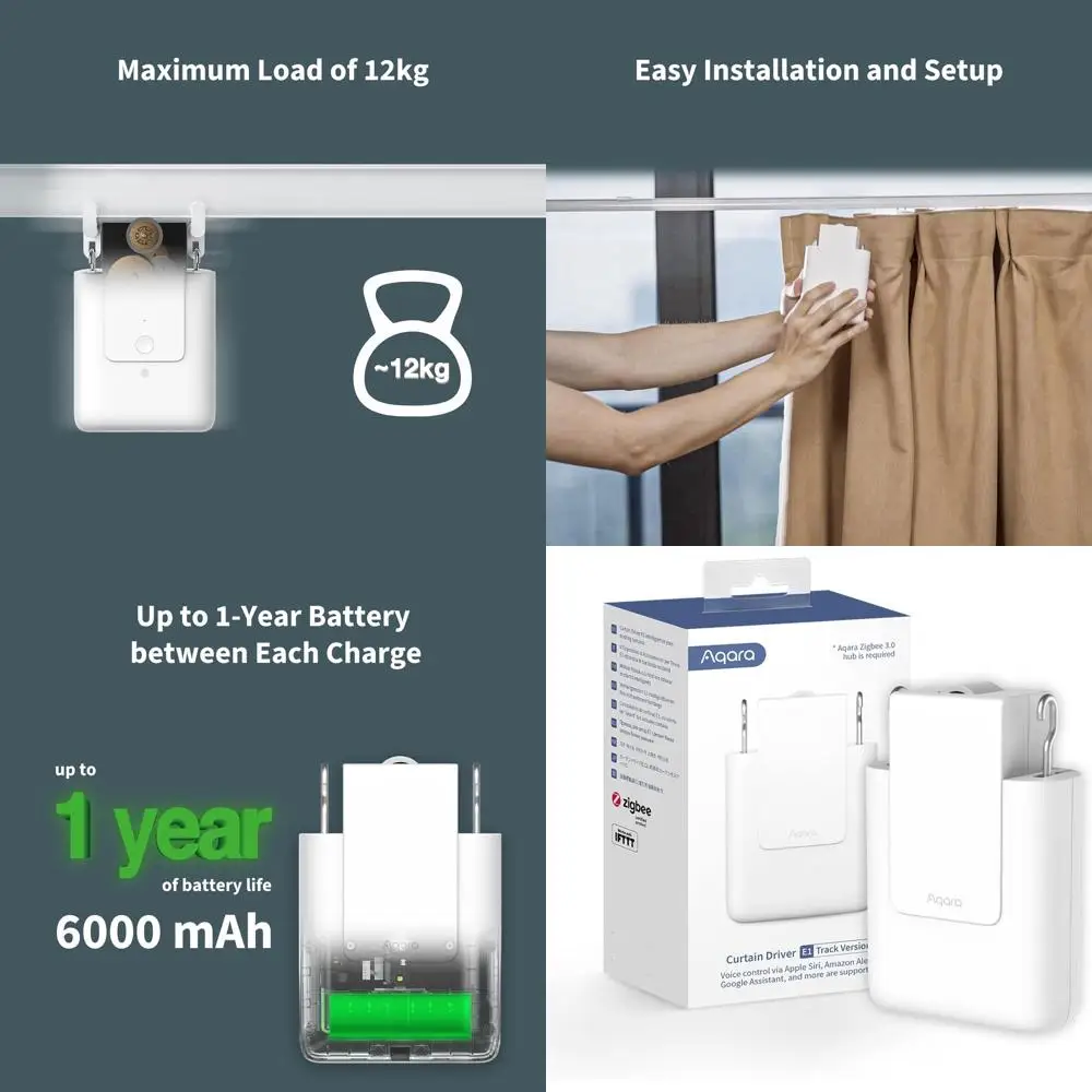 

Zigbee 3.0 Compatible Smart Curtain Motor, 1 Pack Track Version, Remote Control & Home Automation, Compatible with HomeKit, Alex