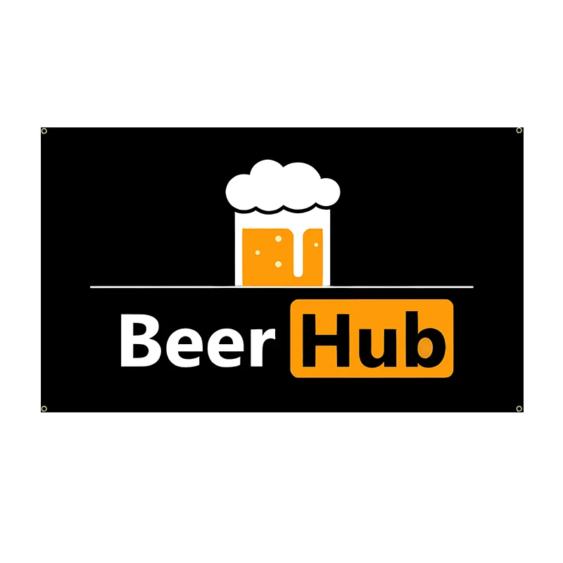 

Флаг игривой пивной ступицы, черный с желтым и белым текстом, дизайн «пиво», идеально подходит для общежитий, баров и декора пива на открытом воздухе, пивной акк