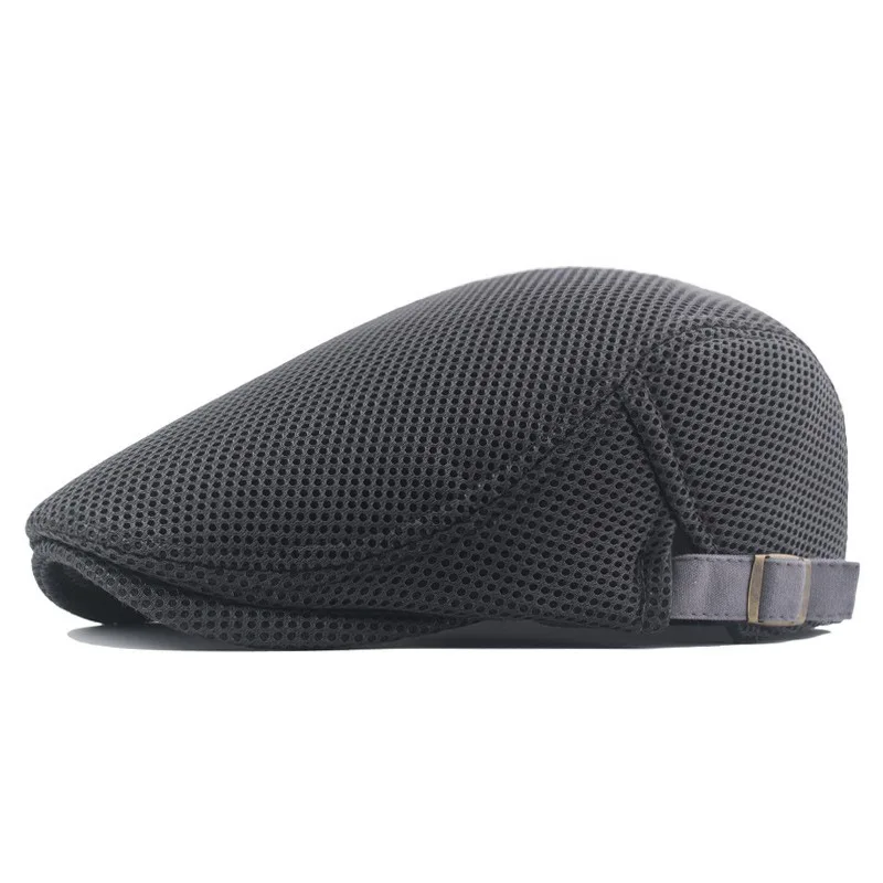 Men Breathable Mesh Summer Hat Adjustable Newsboy Beret Ivy Cap K POP VINTAGE Cabbies Flat Cap