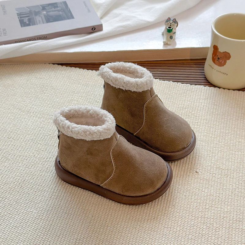 2025 الكلاسيكية سحر وبسيطة براعة الأميرة الثلوج الأحذية للفتيات الجلد المدبوغ أحذية الشتاء فتاة الاطفال أحذية منصة المخملية #2