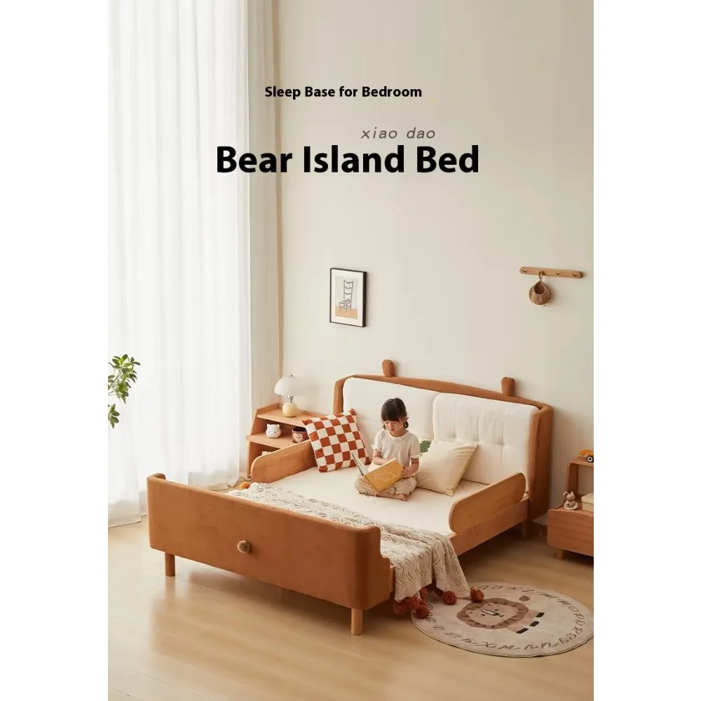 เตียงเด็กหนัง NAPPA ขายดี ดีไซน์ทันสมัย หัวเตียงลายการ์ตูน พร้อมราวกั้นนิรภัย แข็งแรง ทนทาน เหมาะสำหรับห้องนอน