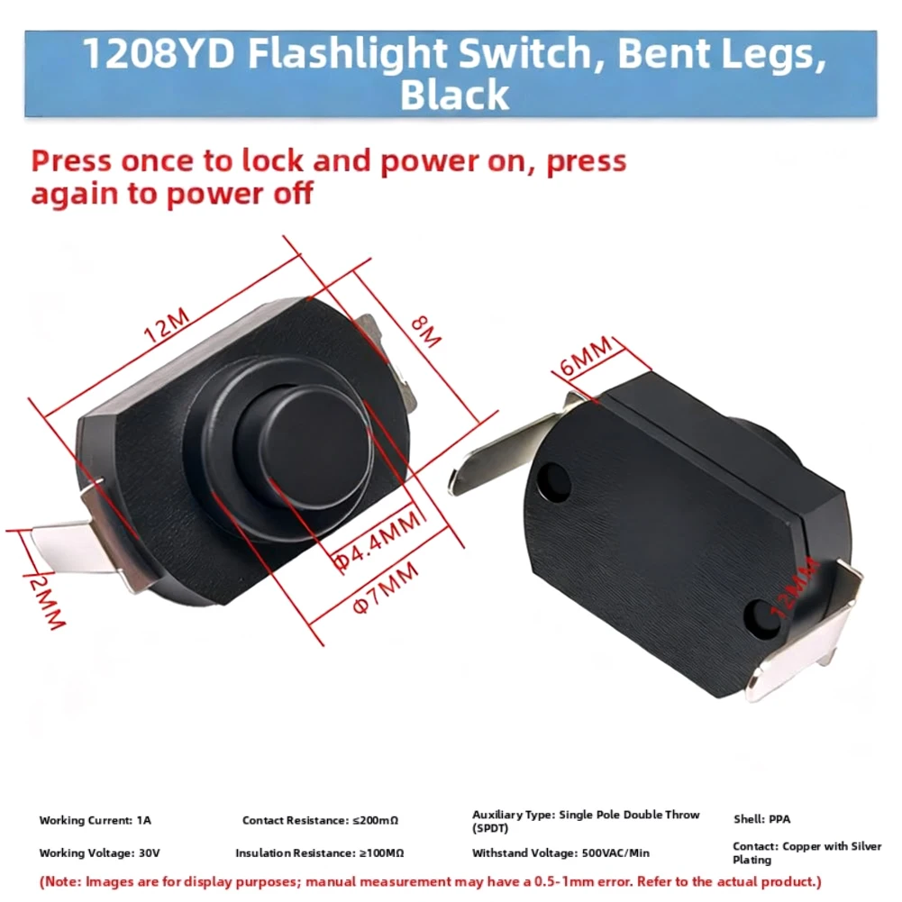 Push Button Mini Torch Switch Compact Lightweight Panel Mount Ready Tactile Mechanism Easy Installation Push Button Switch