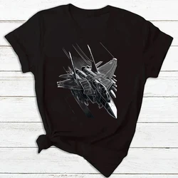 Military's Jet Fighters Aircraft Plane Print Fun Short Sleeve Casual T Shirt Fashion Women's Pattern T-Shirt Femminile Tee Tops