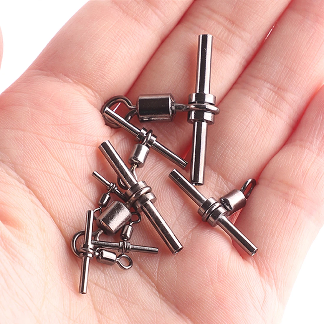 9KM 25 Stuks 3 Way Wartels Vissen Cross Line Crimp Rolling Swivel Connector T-Vorm Crimp Mouw Wartels vissen Zoutwater