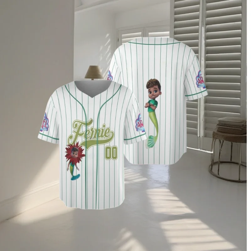 2026 الصيف ديزني Fernie تحت عنوان البيسبول جيرسي، للجنسين أزياء عارضة العصرية تي شيرت، يوقظ ذكريات الرسوم المتحركة في مرحلة الطفولة