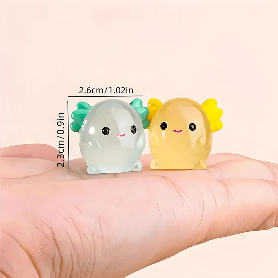 10/20 قطعة مضيئة صغيرة الراتنج Axolotl مصغرة توهج في الظلام Axolotl شخصيات حيوانات صغيرة حلية DIY بها بنفسك حديقة الجنية