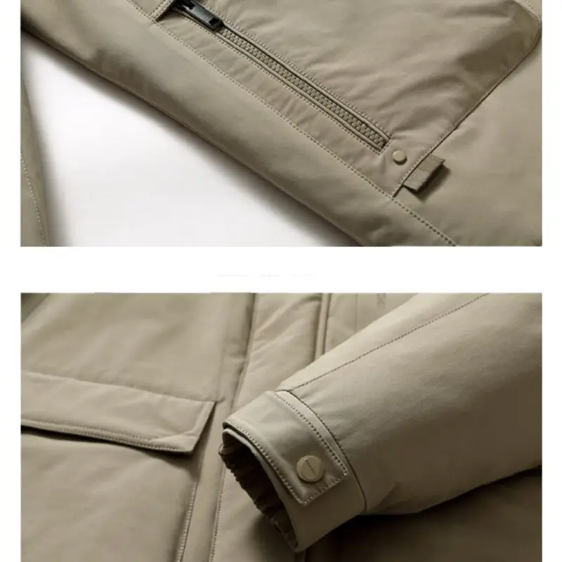 Jaket Musim Dingin Pria, Jaket Bulu Bebek, Jaket Kerja Tahan Lama dan Hangat dengan Tudung untuk Cuaca Dingin, Mantel Pria untuk Bepergian
