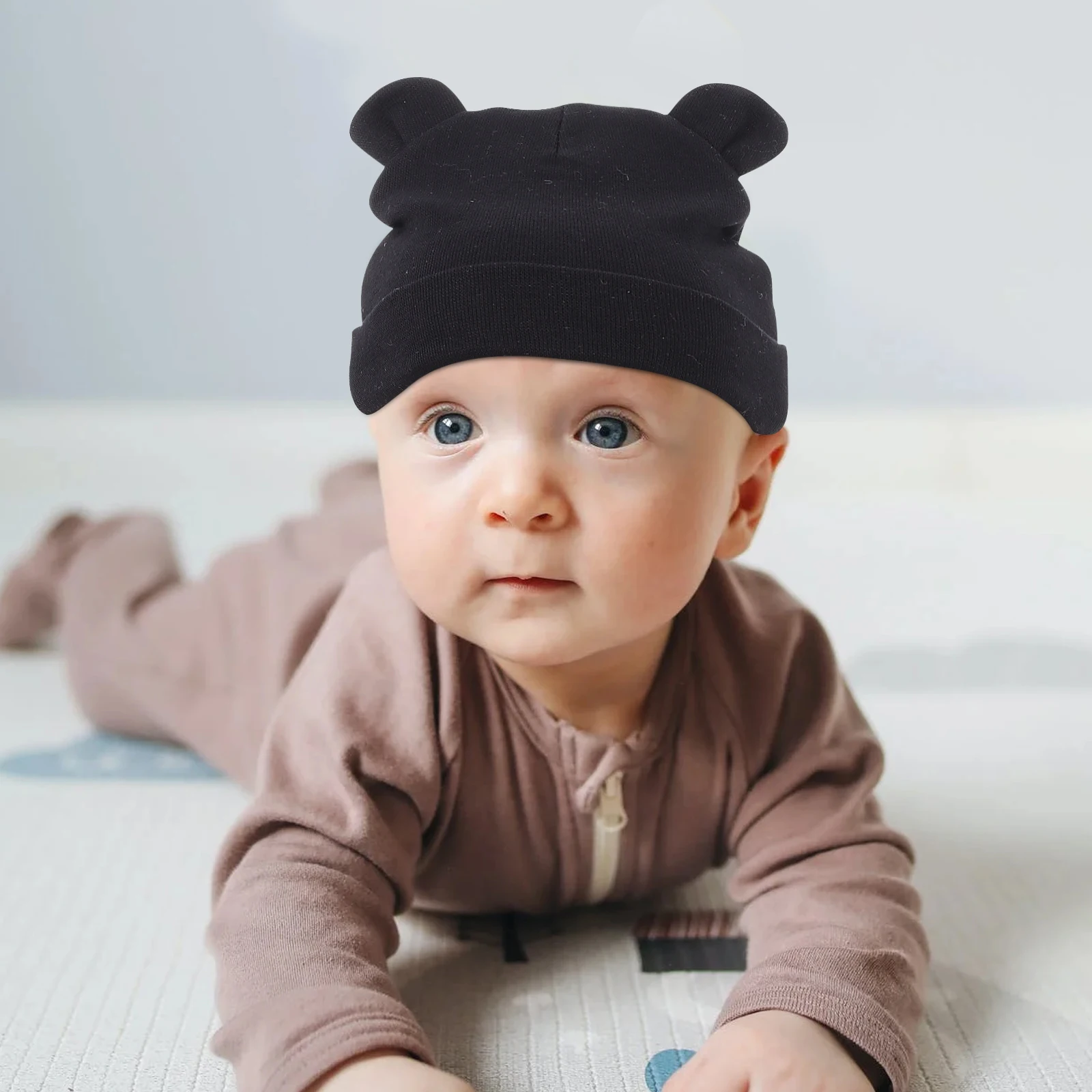 

1 set Baby Hat Hand Cover Set Mittens Anti-Scratching Gloves Warm Winter Cap for 0-6 Months Infants Boys Girls Soft Durable