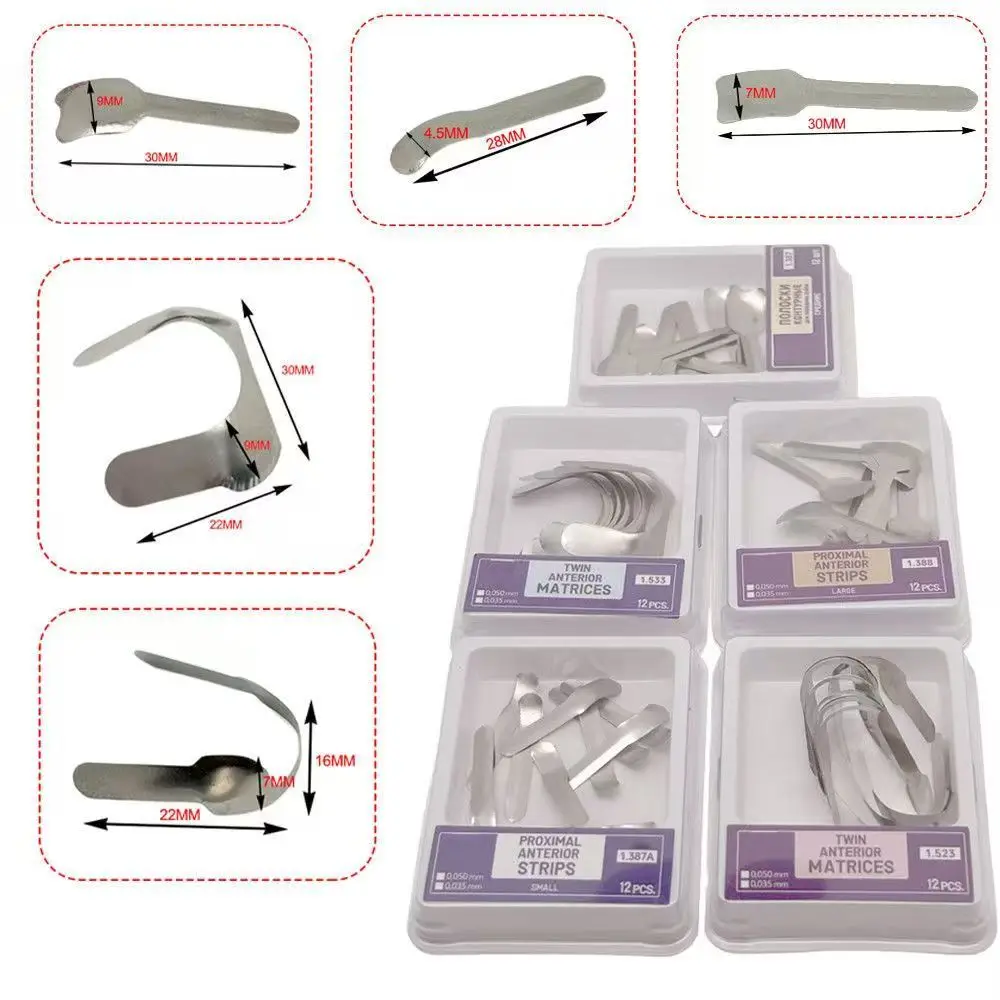 GULPOOE Dental Proximal Anterior Strips Twin Anterior Matrice Sectional Contoured Matrices System For Anterior Restoration