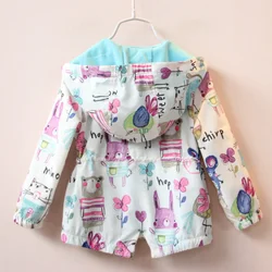 2019 Spring Autumn Cute Baby Girls Coat Flowers Cartoon Print Jacket For Girls Kids Girls Windbreaker Children Clothing