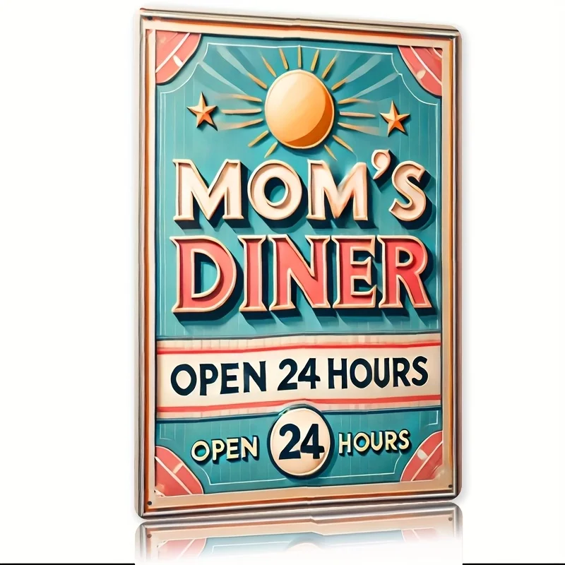 

Vintage 'Mom's Diner' Metal Sign for Room Decor - 7.87x11.81 Inches, Humorous Wall Art for Home & Outdoor