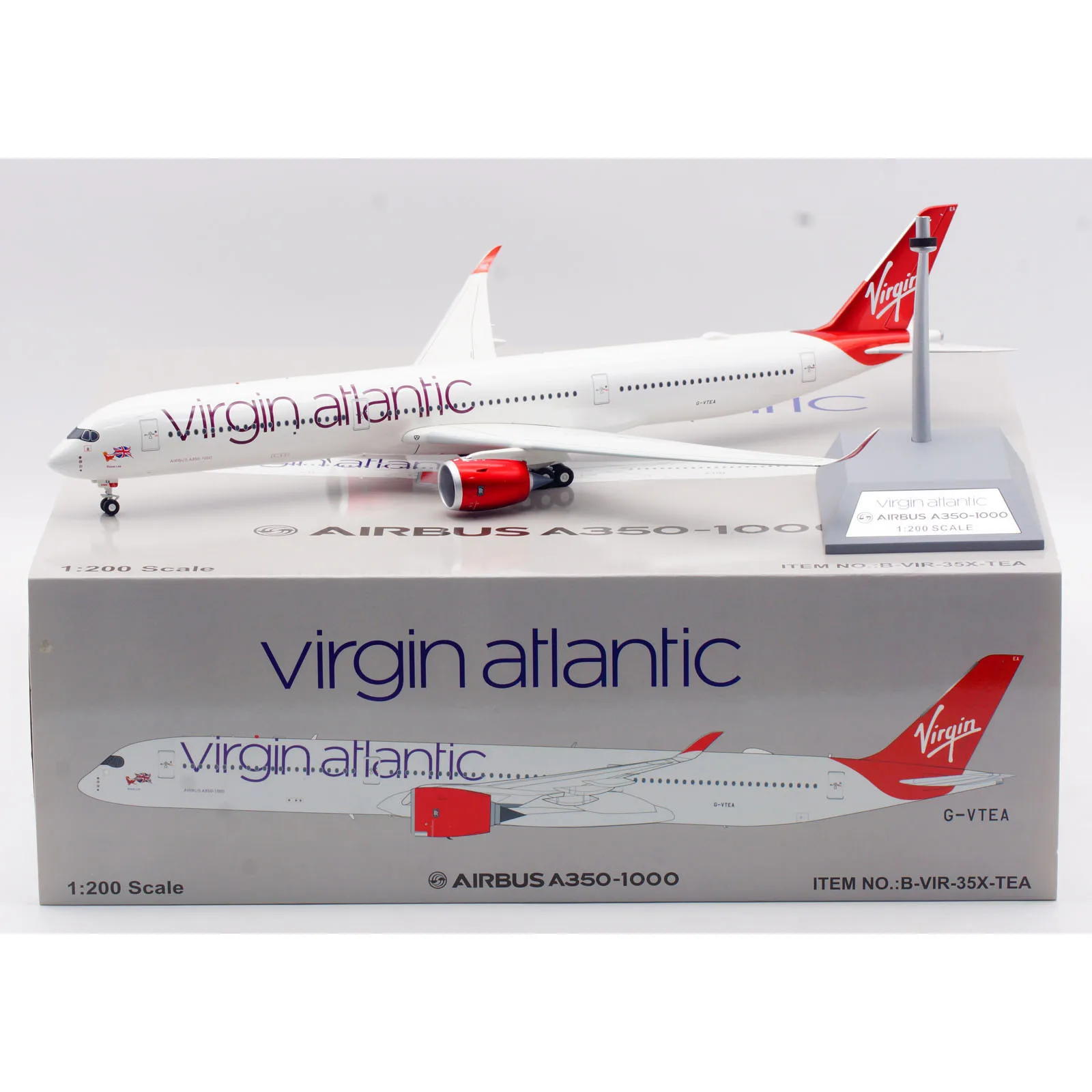 

B-VIR-35X-TEA Alloy Collectible Plane Gift B-Models 1:200 Virgin Atlantic Airbus A350-1000 Diecast Aircraft Jet Model G-VTEA