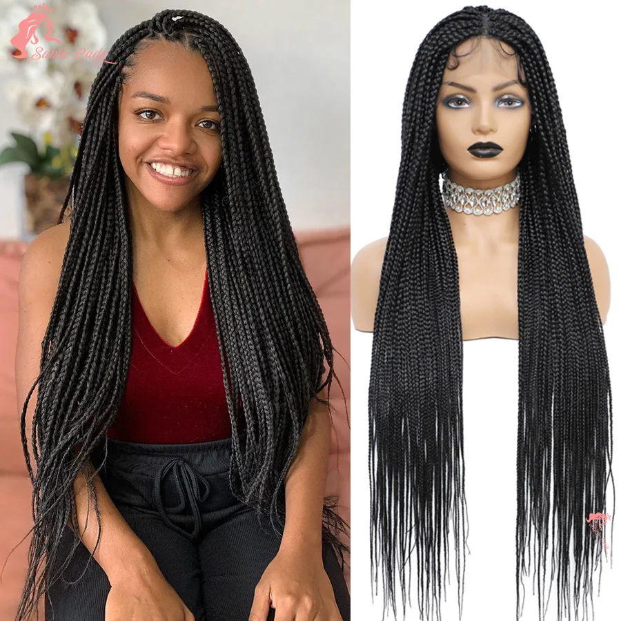 

Synthetic Full Lace Front Knotless Box Braided Wigs Small Square Box Braids For Women Black Cornrows Braids Wig With Baby Hair