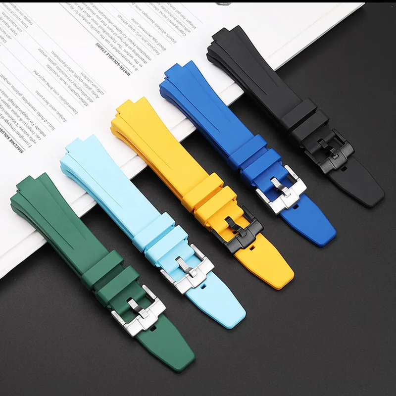 NJ0150 Convex mouth Fluororubber watch band  For Citizen ME Color Series Green Water Ghost NJ0151 Quick Release Watch Strap