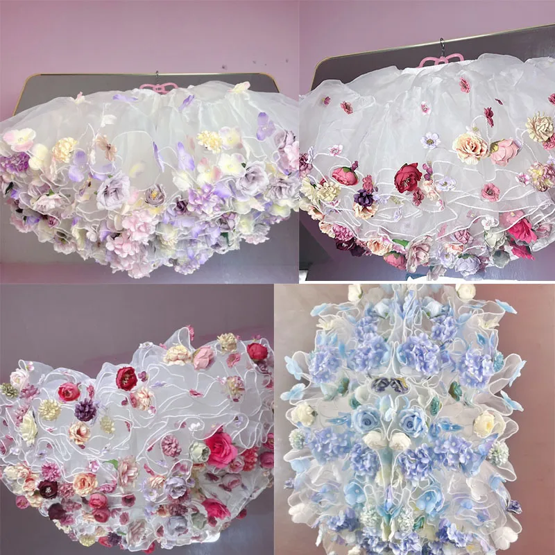 Kawaii Tutu Rose Puffy Floral Underskirt Party Cosplay Colorful Flowers Petticoat Lolita Princess Skirt Support Underskirt