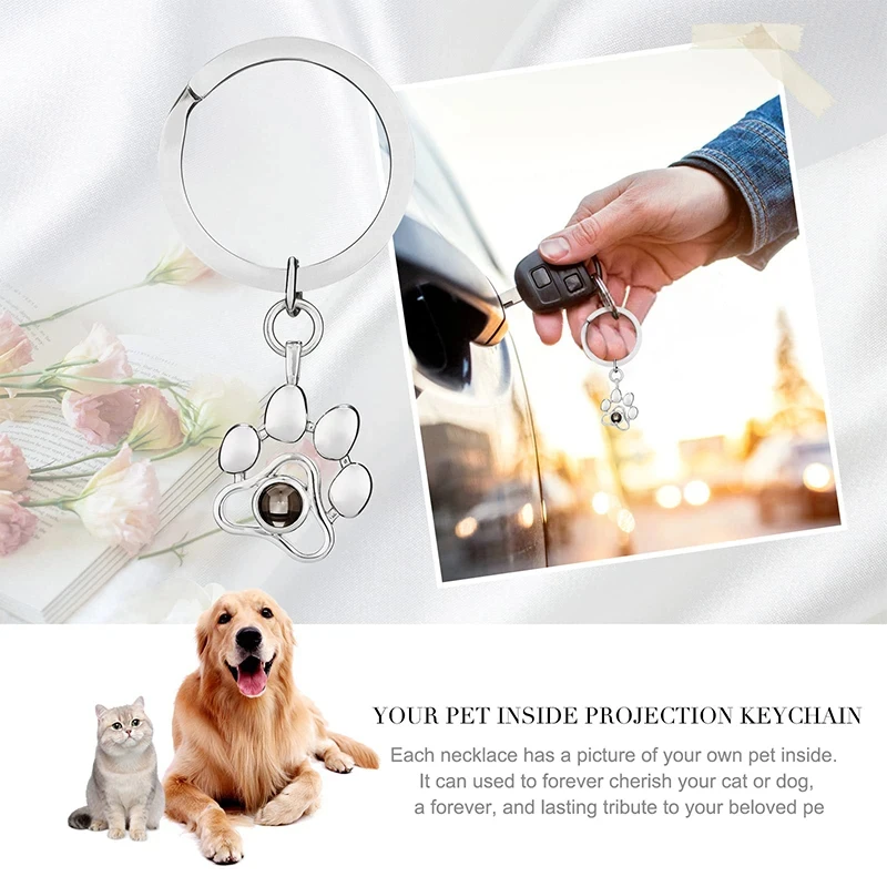 تخصيص صور الحيوانات الأليفة مخلب شكل قلادة كيرينغ للنساء الرجال الحيوانات الأليفة الفولاذ المقاوم للصدأ شخصية المفاتيح