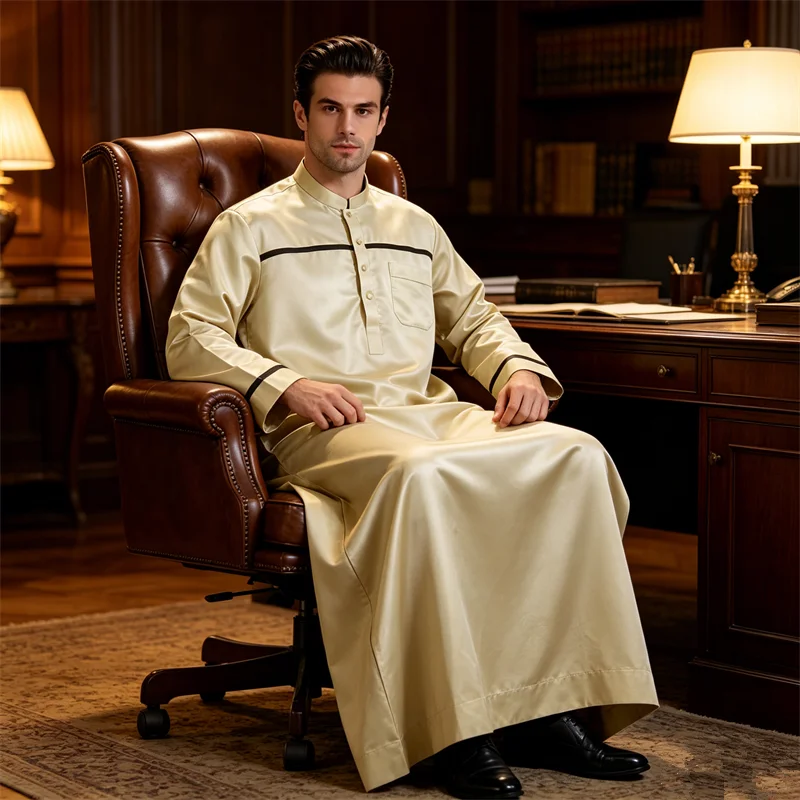 

Middle East Men Saudi Arab Men Dishdasha Thoub Muslim Clothing Long Robe Kaftan Abaya Eid Dubai Islamic Jubba Thobe Dress Caftan