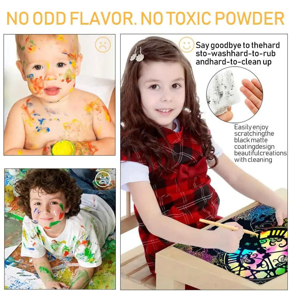 مجموعة ورق خدش سحري، مجموعة رسم ملونة، آمنة وغير سامة، حرفة فنية لحفلات الأطفال، فكرة هدية لنشاط الفصل الدراسي #4