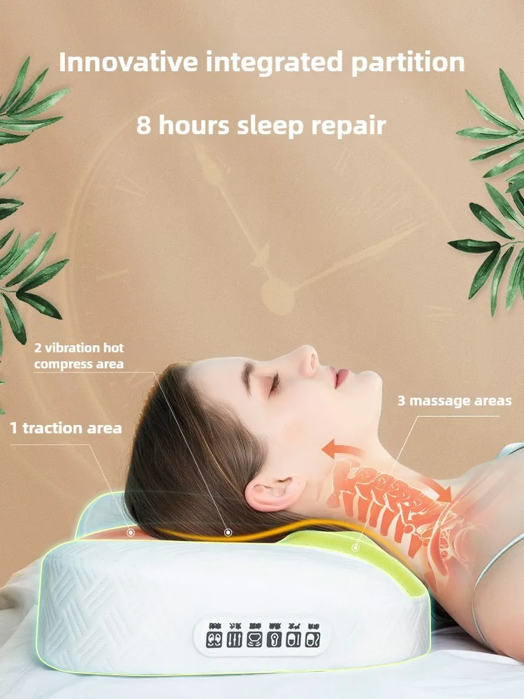 Neck Shoulder Massager Pillow Deep Tissue Shiatsu Heating Back Massager Multi-frequency Vibration 8D Simulation Airbag Traction