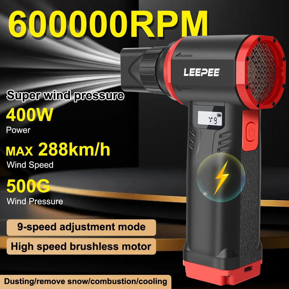

9 Gears Speed Adjustable Violent Jet Fan High Speed Powerful Air Blower 600000RPM Cleaning Blower Tools Handheld Turbo Blower