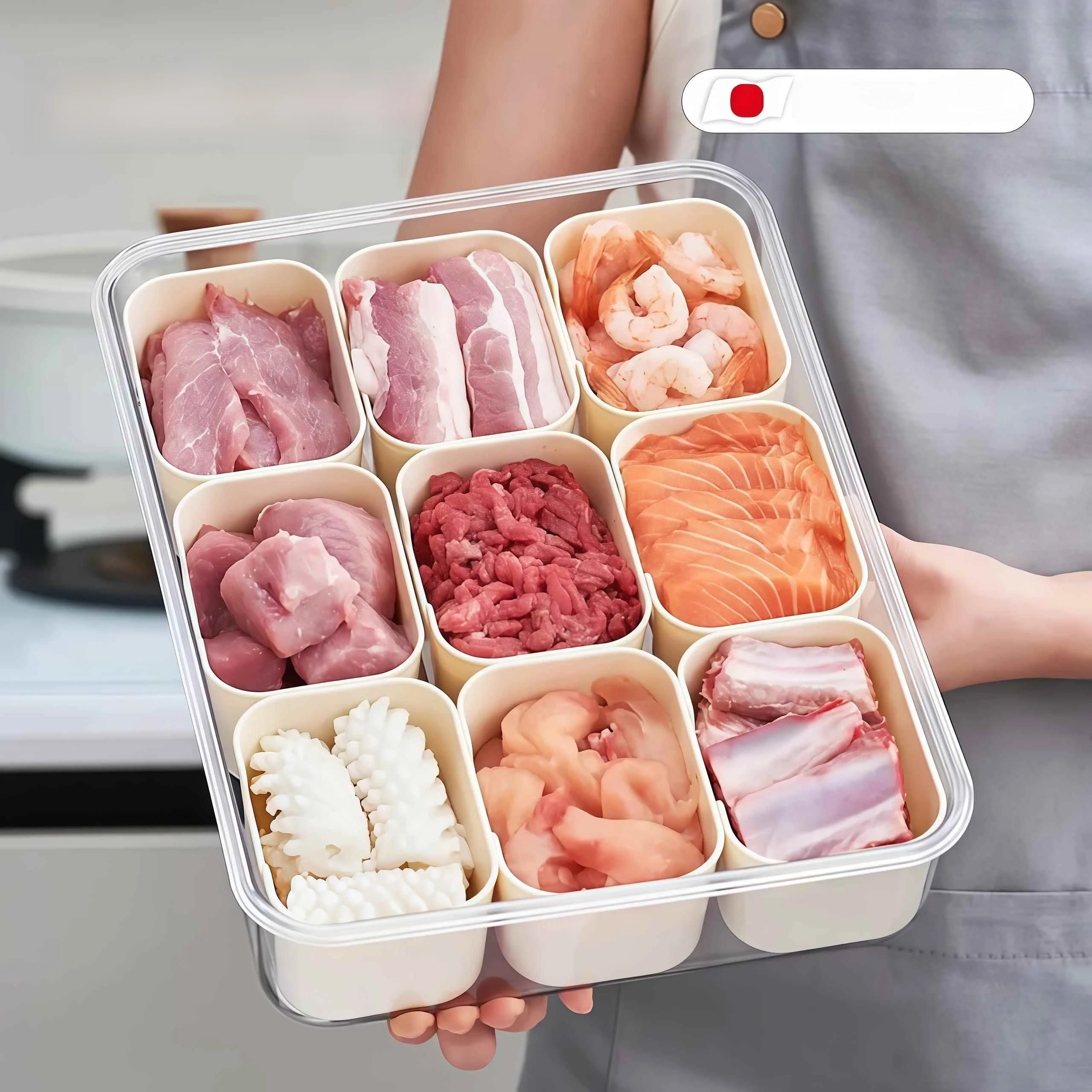 

Контейнер для хранения продуктов Mesterco 042, пластиковый, с разделителями для мяса, для холодильника, для приготовления еды